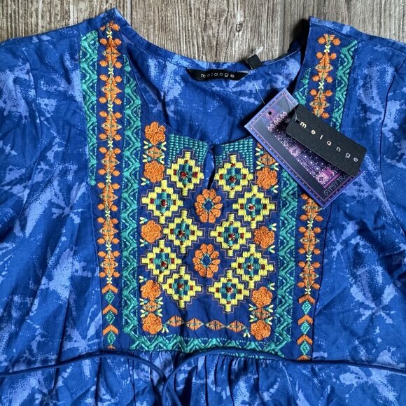 Melange Embroidered Boho Midi Dress Womens Size L NEW‎ Colorful Midi Hippie - Picture 3 of 8